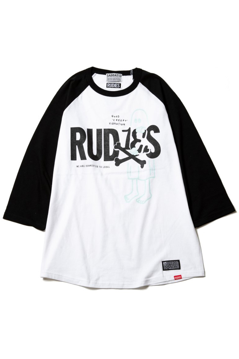 RUDIE'S(ルーディーズ)×SABBAT13(サバトサーティーン) ”RUD13'S RAGLAN T" (BK/WH)