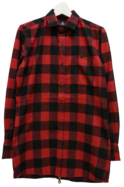 Subciety BACK ZIP LONG SHIRT-CHECK- RED