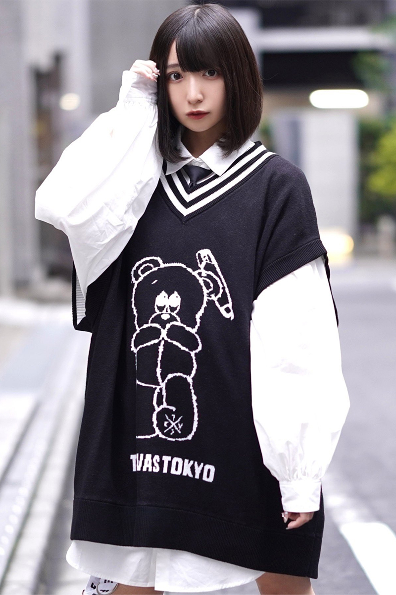 TRAVAS TOKYO【トラバストーキョー】 Lil bear knit vest Black