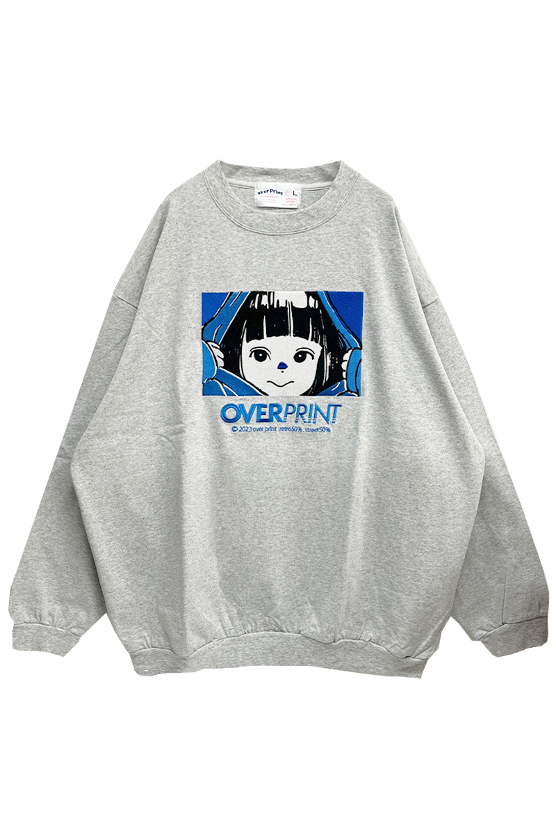 over print (オーバープリント) EYE'S EMB sweatshirts like L/S Tee (GRAY)