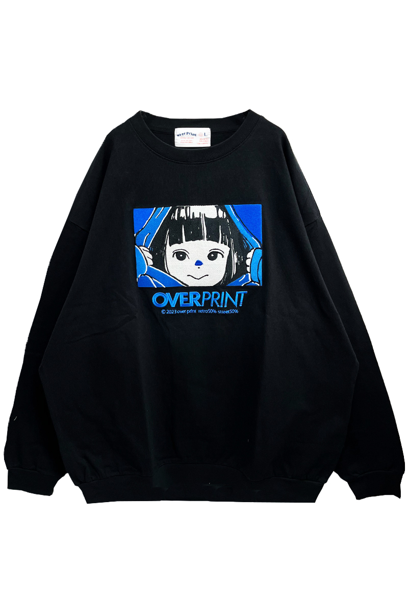 over print (オーバープリント) EYE'S EMB sweatshirts like L/S Tee (BLACK)