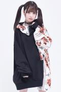 TRAVAS TOKYO【トラバストーキョー】 Switching bear half zip hoodie Black