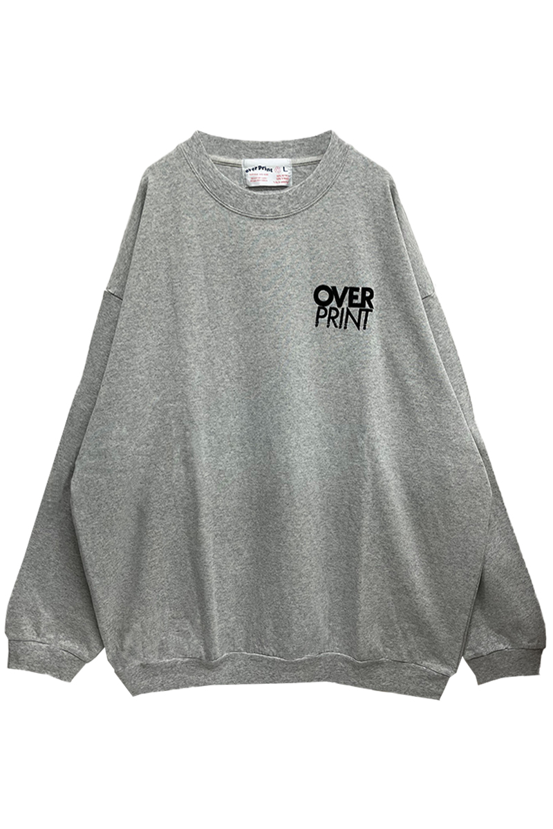 over print (オーバープリント) LOGO EMB SWEATSHIRTS LIKE L/S TEE (ASH HEATHER GRAY)