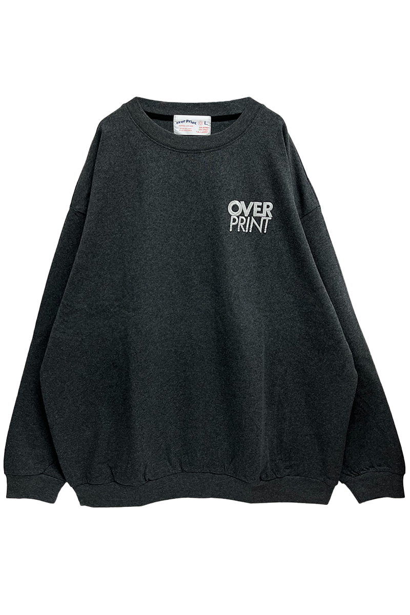 over print (オーバープリント) LOGO EMB SWEATSHIRTS LIKE L/S TEE (CHACOAL HEATHER GRAY)