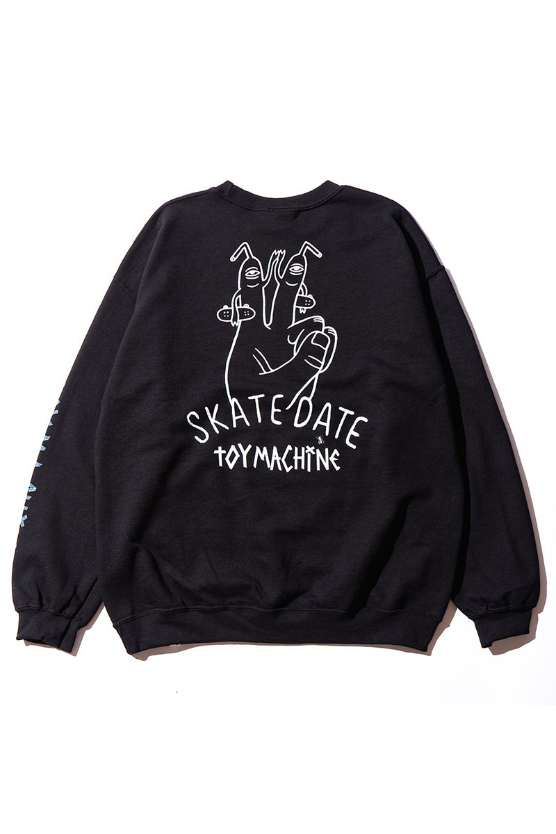 TOY MACHINE (トイマシーン) SKATE DATE PRINT SWEAT CREW - BLACK