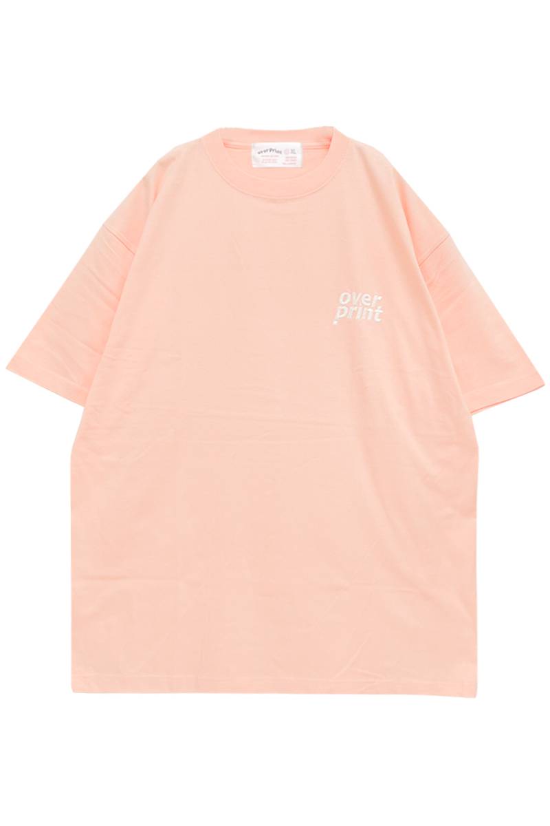 over print (オーバープリント) EMB logo Tee 1 (light coral pink)