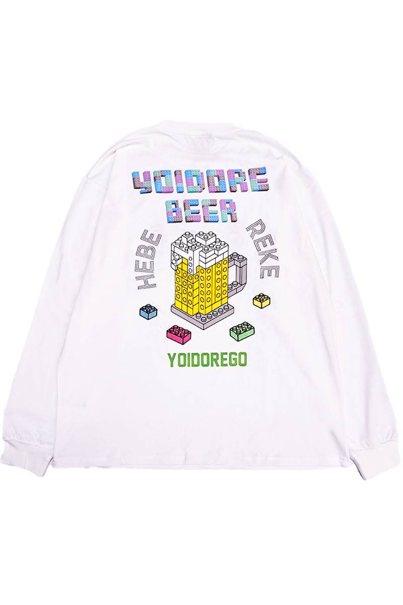 YOIDORE(ヨイドレ) ビール・ブロック・ロンTEE - White