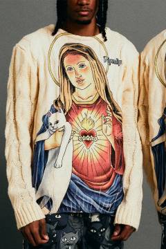 RIPNDIP (リップンディップ) MOTHER MARY CABLE KNIT SWEATER