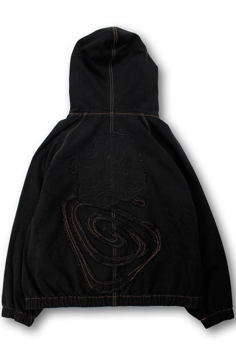 【予約商品】GALFY(ガルフィー) ぐるグニャデニムパーカー - Black