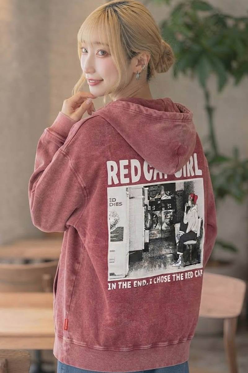 Red Cap Girl (レッド・キャップ・ガール) 裏毛FULL ZIPスノー・ウォッシュ加工 - Red