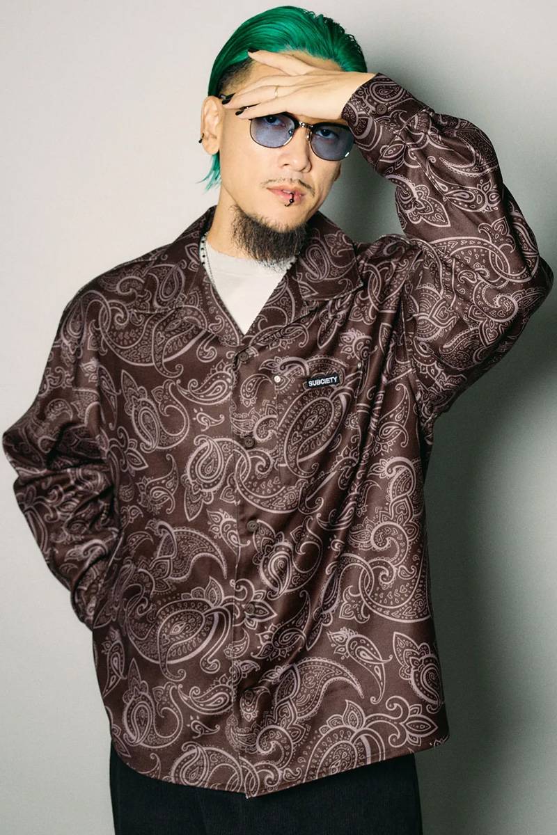 Subciety(サブサエティ) Paisley open collar shirt - Brown