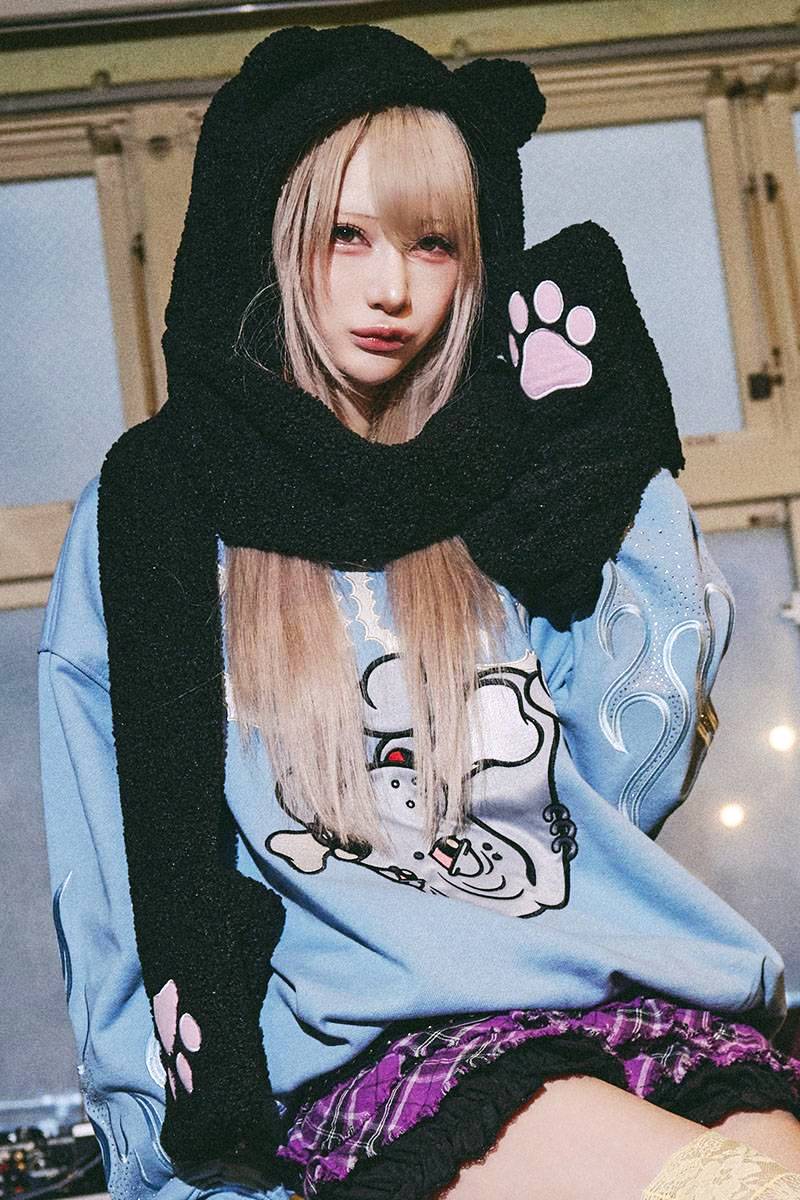 【予約商品】GALFY（ガルフィー）犬毛フードマフラー - BLACK