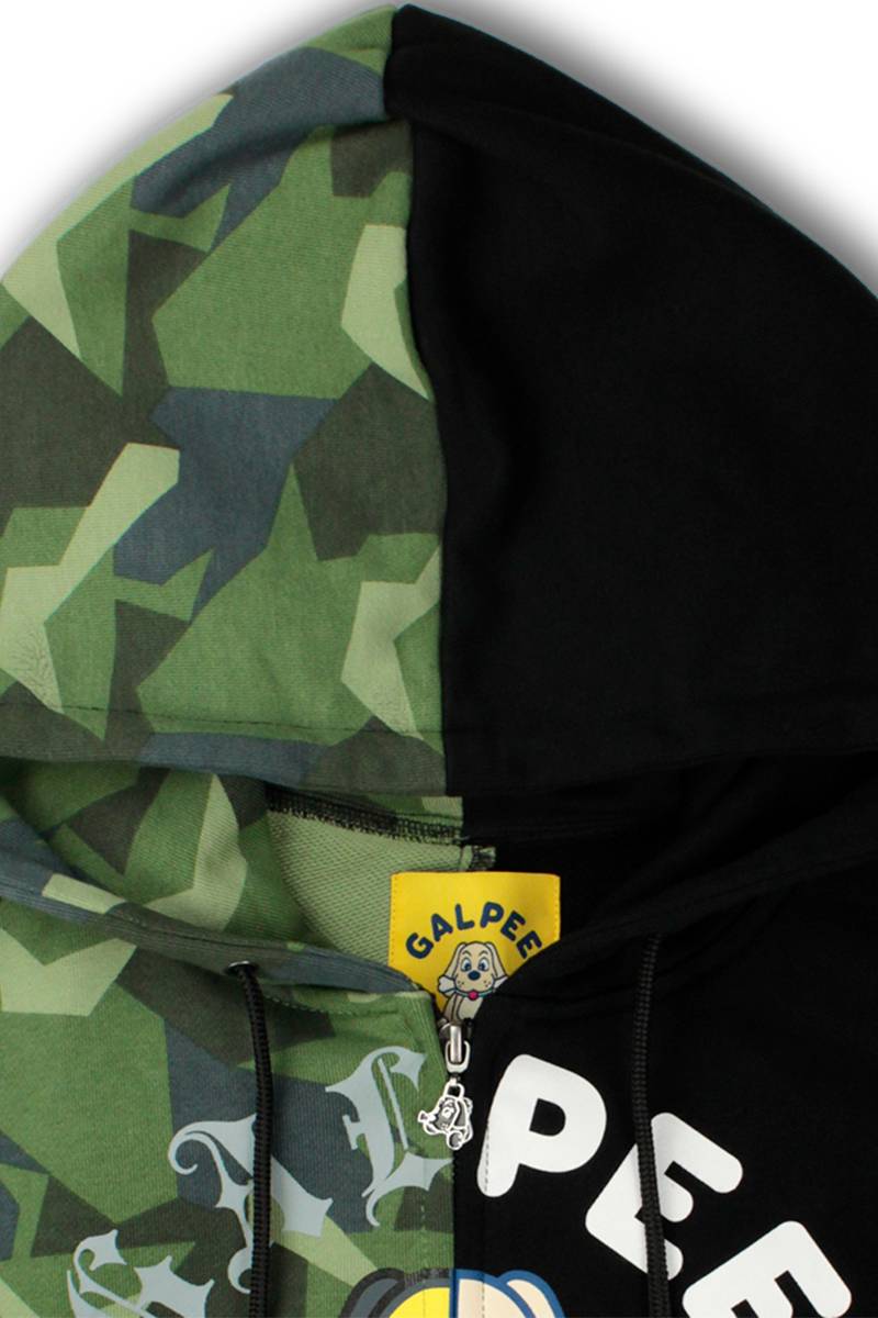 GALFY (ガルフィー) GALPEE ゴーストZIPパーカー - Black × Camo GALFY (ガルフィー) GALPEE ゴーストZIPパーカー - Black × Camo