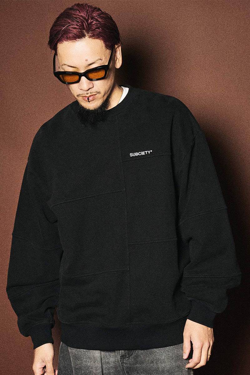 Subciety(サブサエティ) Patchwork sweatshirt - Black