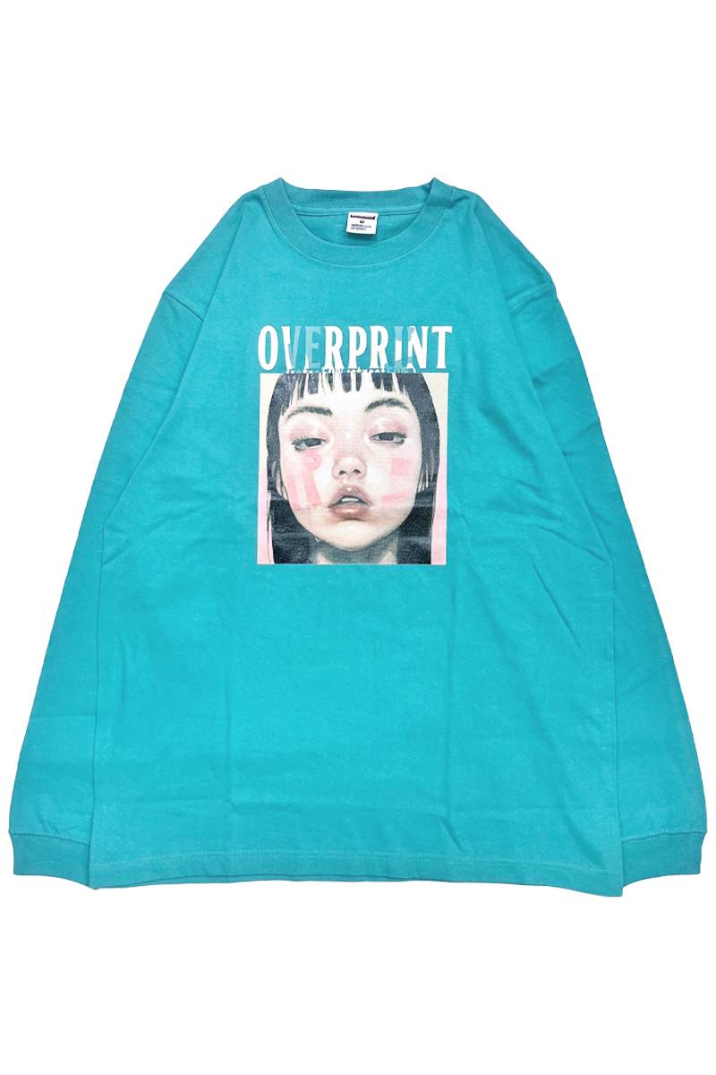 over print (オーバープリント) パン LS Tee - Green