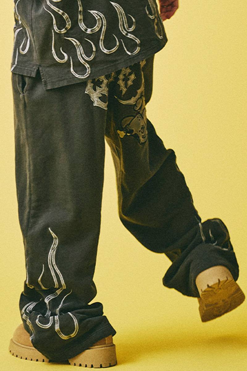 【予約商品】GALFY (ガルフィー) 骨が見えしスウェパン - Ink Black