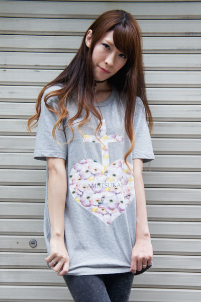 アマツカミ Mice Heart T-shirts GRAY