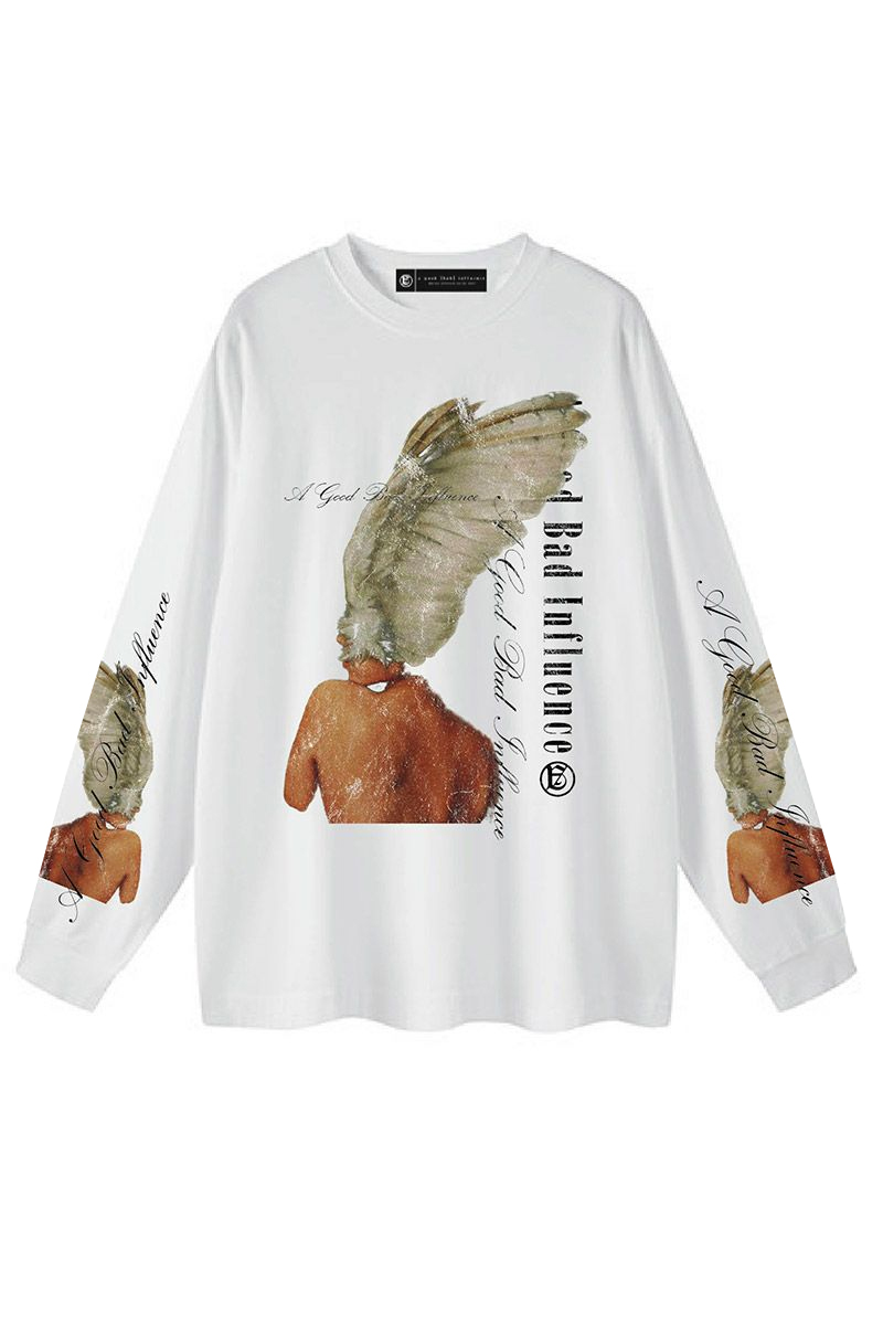 A Good Bad Influence(アグッドバッドインフルエンス) WING WOMAN LONG SLEEVE T-SHIRT WHITE