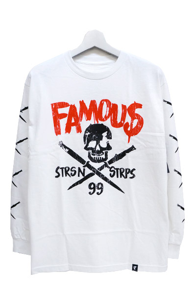 FAMOUS STARS AND STRAPS STICK IT LONG SLEEVE TEE WHITE