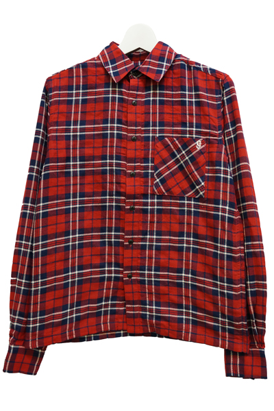 NineMicrophones CHECK SHIRT L/S-9MC Crew- RED