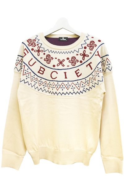 Subciety PAISLEY PATTERNED SWEATER OFF WHITE