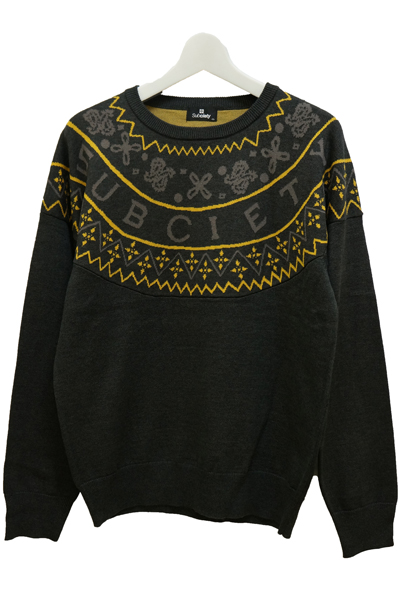 Subciety PAISLEY PATTERNED SWEATER CHARCOAL