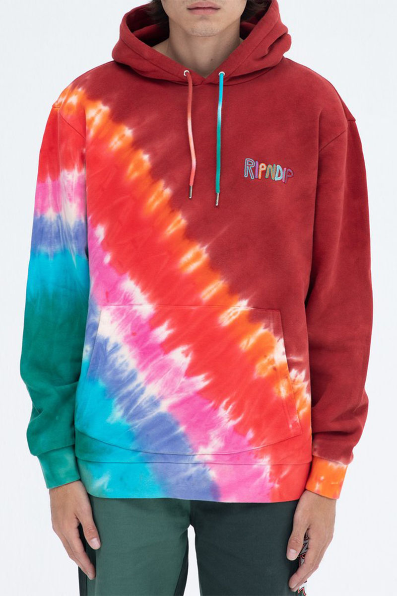 RIPNDIP OG Prisma Embroidered Hoodie (Red Tie Dye)