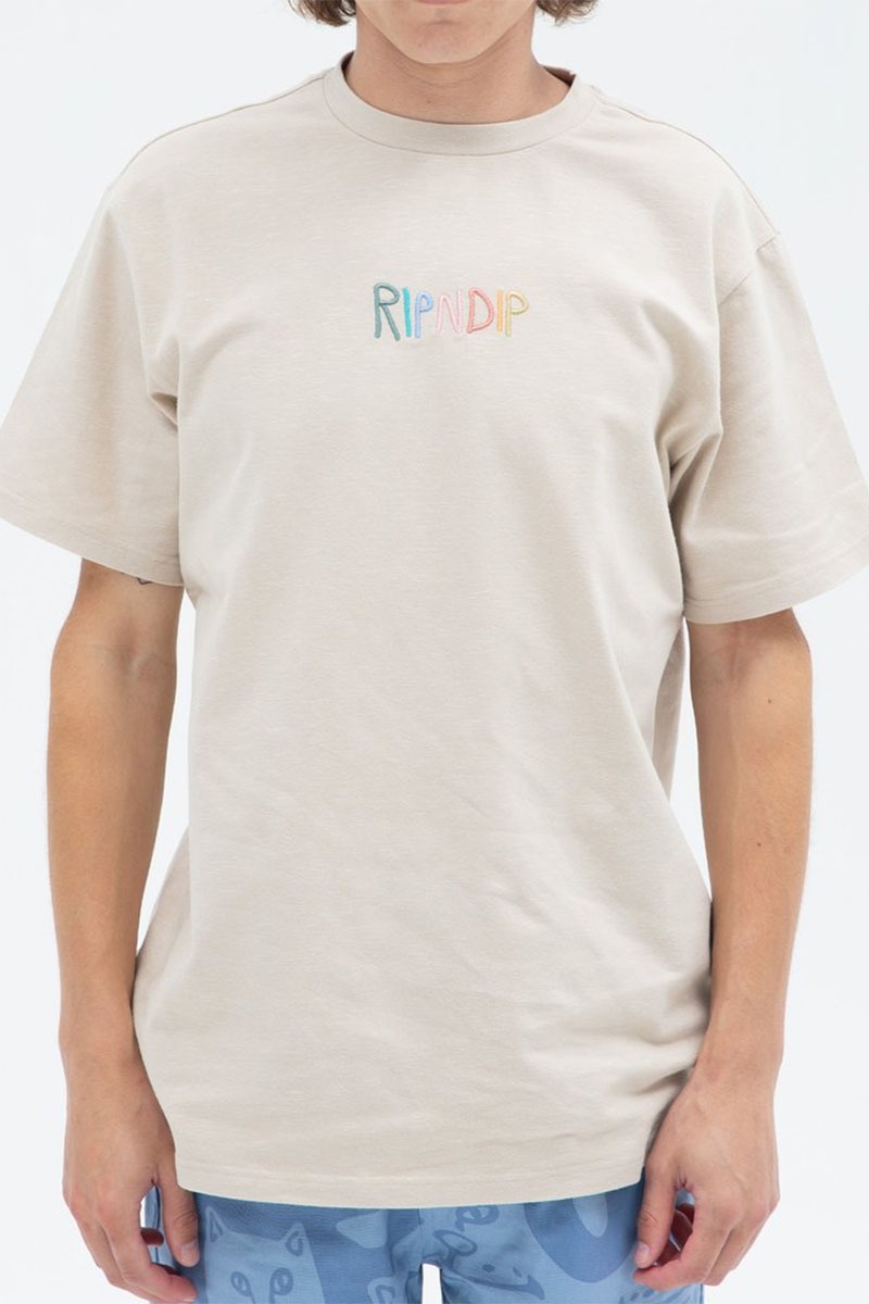 RIPNDIP Logo Embroidered Tee (Natural Speckle)