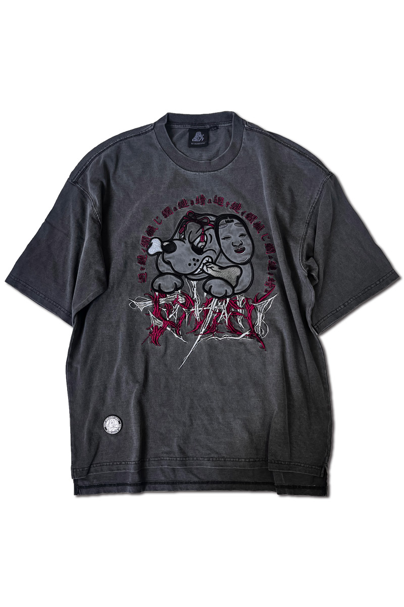 【予約商品】マザリ×GALFY×GEKIROCK CLOTHINGコラボ"呪イ"のピグメント加工Tシャツ