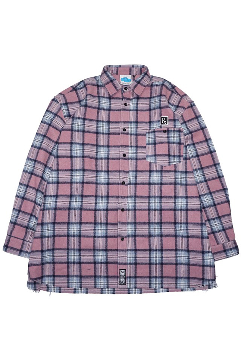 SLEEPING TABLET STONE [ FRAYED HEM LOOSE SHIRTS ] PINK