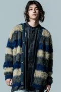 glamb (グラム)　GB0323/KNT05 : Fuzzy Border Cardigan　NAVY