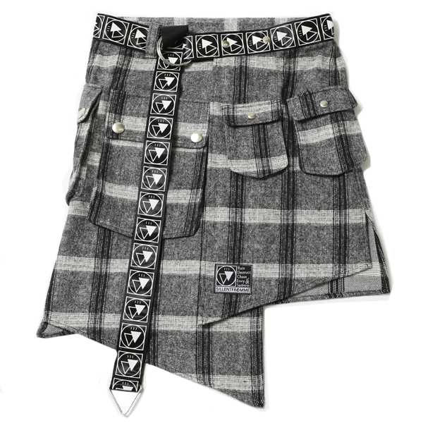 SILLENT FROM ME HARRIET -6pockets Wrap Skirt- GRAY CHECK