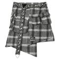SILLENT FROM ME HARRIET -6pockets Wrap Skirt- GRAY CHECK