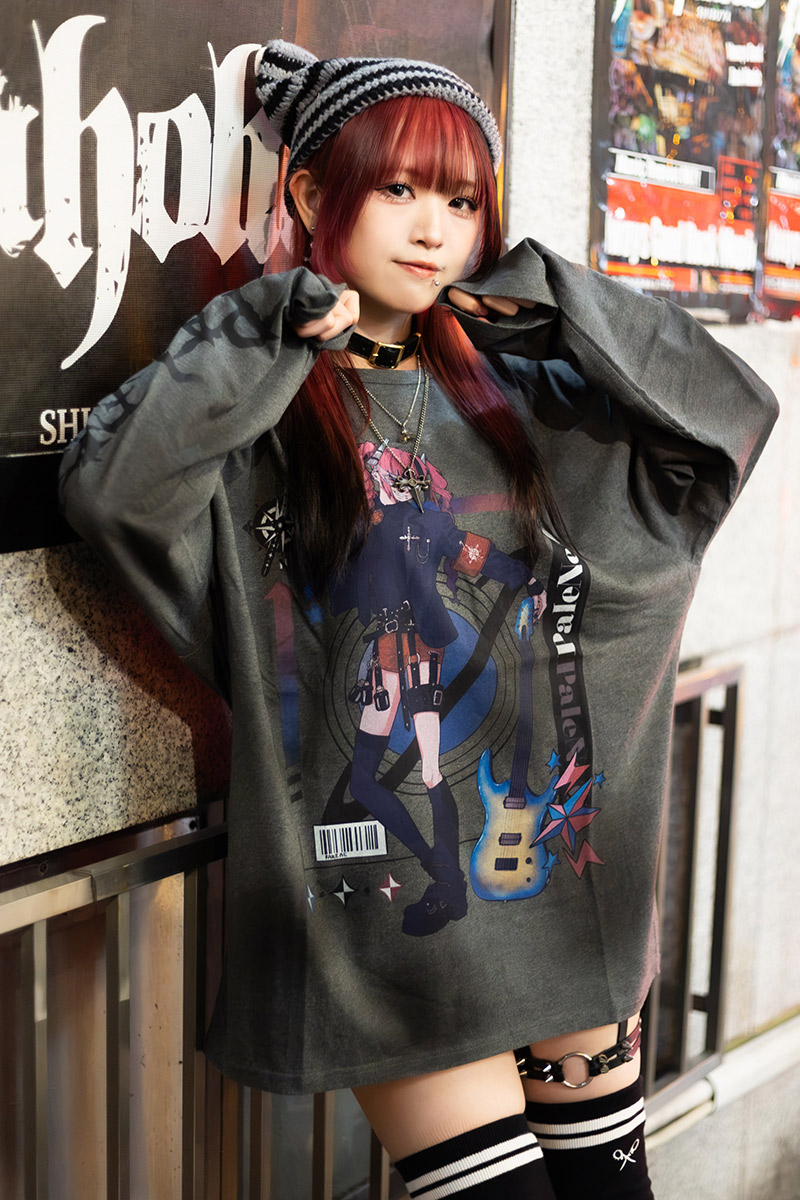 【予約商品】PaleNeØ×ゲキクロ コラボ・スプレー加工・ロンT-Gray