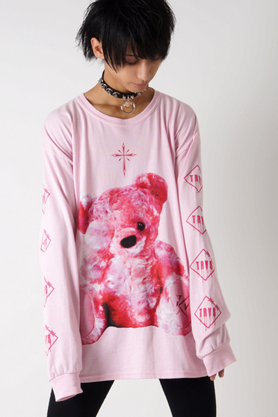TRAVAS TOKYO FURRY BEAR ビッグロングTシャツ Pink