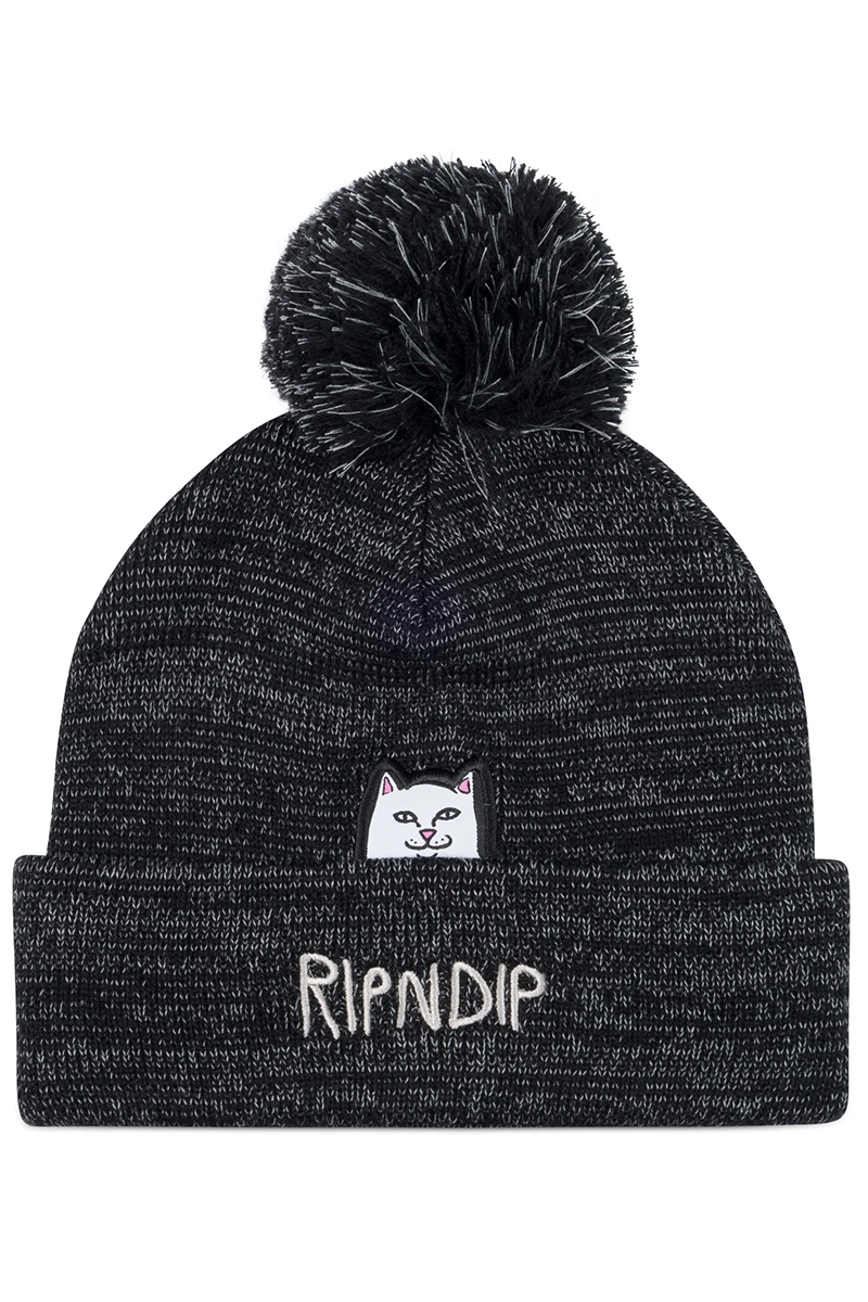 RIPNDIP (リップンディップ) LORD NERMAL POM BEANIE (BLACK & CHARCOAL)
