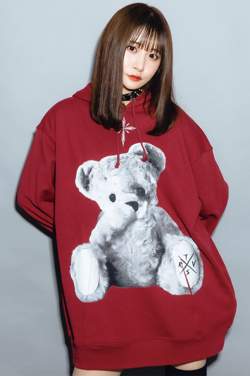 TRAVAS TOKYO【トラヴァストーキョー】 Furry bear Hoodie Bordeaux