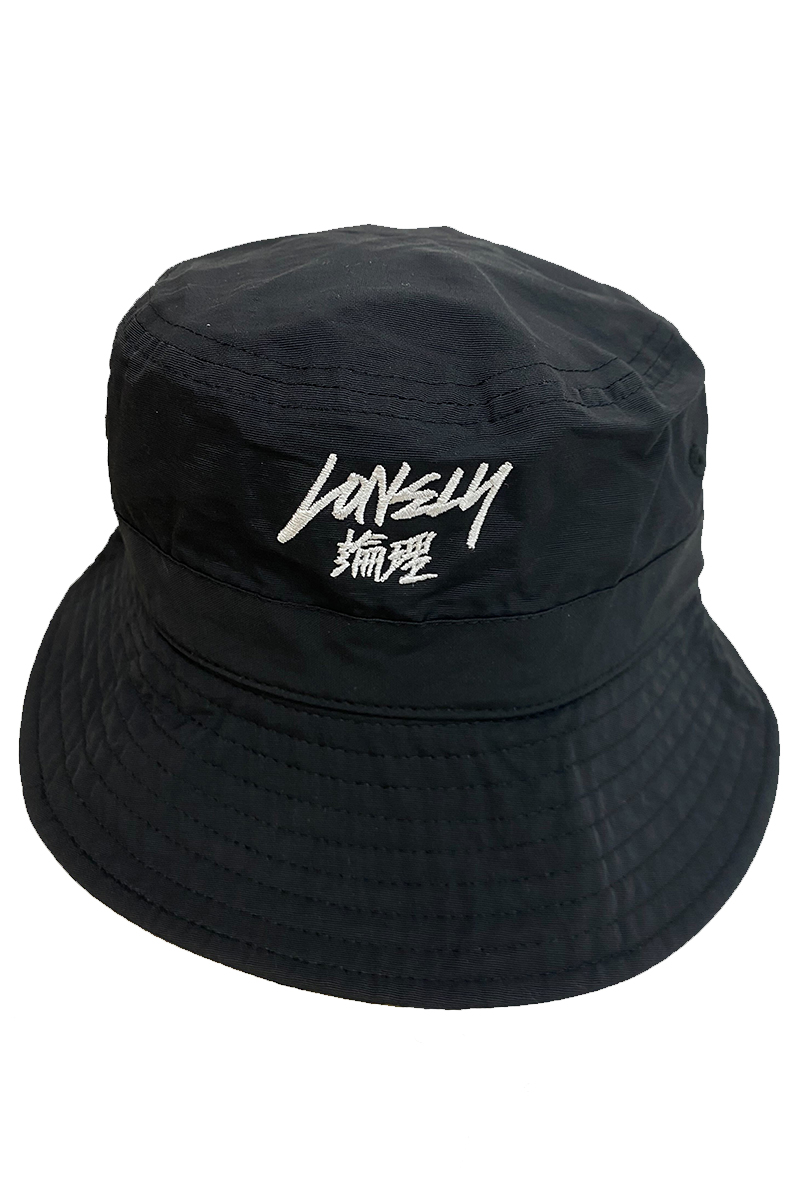 LONELY論理 STOCK LOGO WIDE BRIM HAT-BLACK