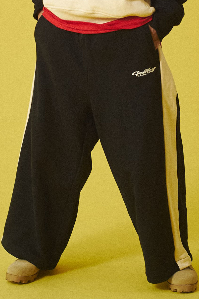 GALFY (ガルフィー) 色渋ワイドスェットパンツ BLACK