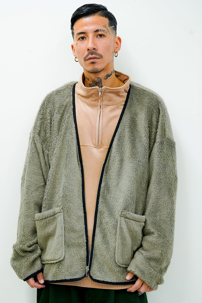 Subciety (サブサエティ) FLEECE ZIP CARDIGAN KHAKI