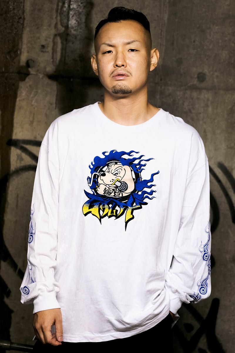 輪入道×GALFY×GEKIROCK CLOTHING スペシャル・コラボ・ロンT WHITE