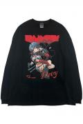 FACT101 (ファクトイチマルイチ) 『DEVYちゃん』ビッグシルエットロング Tシャツ Black