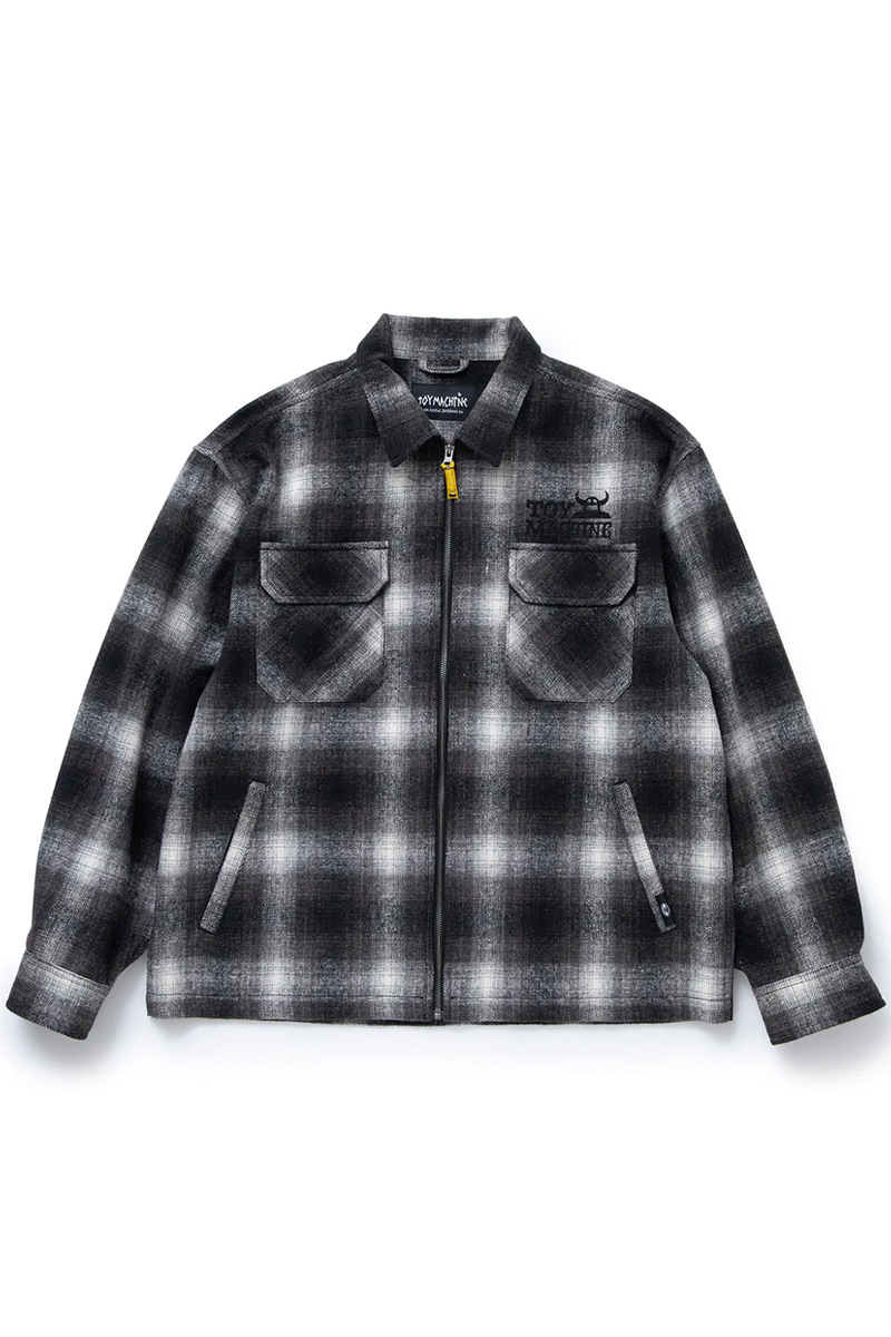 TOY MACHINE (トイマシーン) SECT EYE PATCH PLAID CHECK ZIP SHACKET BLACK