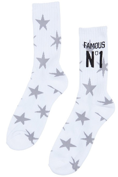 FAMOUS STARS AND STRAPS HEAD LINE SOCKS WHT
