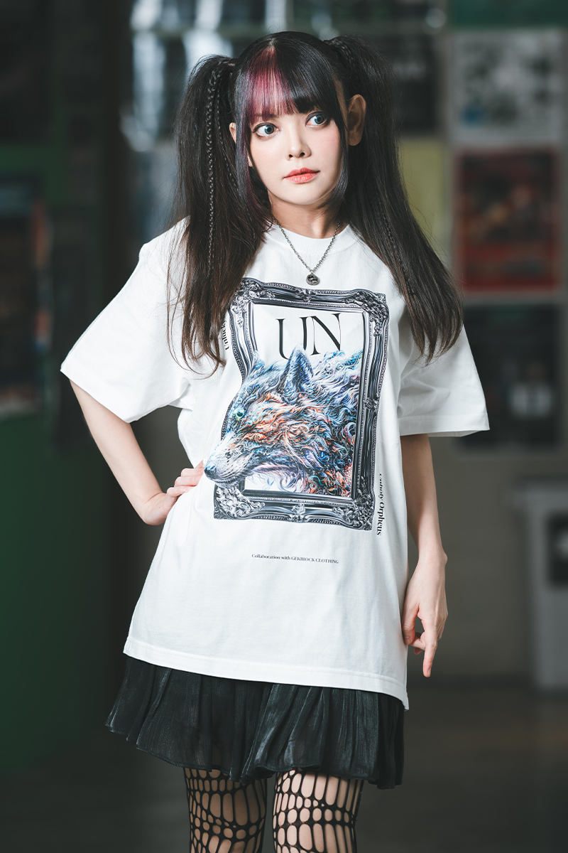 Unlucky Morpheus×GEKIROCK CLOTHINGスペシャル・コラボ・Tシャツ (Wolf) WHITE