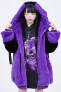 TRAVAS TOKYO【トラバストーキョー】 Drip Logo  High Neck　Faux Fur Hoodie-PURPLE