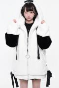 TRAVAS TOKYO【トラバストーキョー】High-Neck Fur Blouson Parka with Drip Logo - White