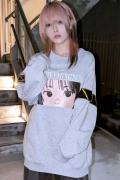 over print (オーバープリント) EYES sweat like LS Tee - Ash Heather gray