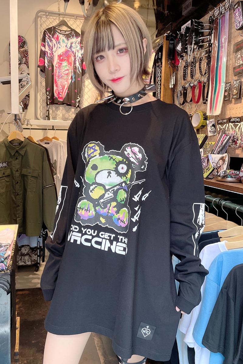 HYPER CORE L-130 DID YOU GET THE VACCINE?ロングスリーブTシャツ 黒