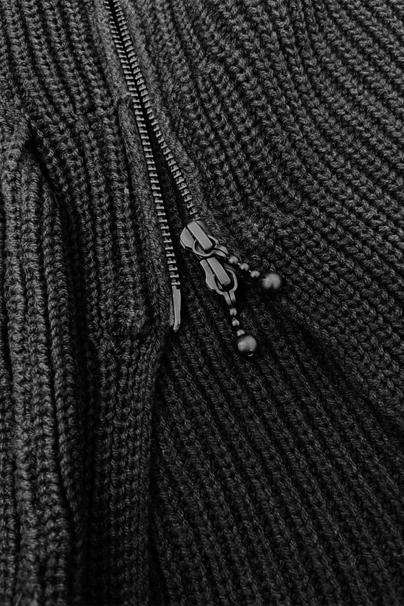 VIRGO ATS DAMAGE KNIT ZIP CARDIGAN BLACK / ロック